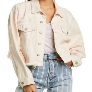 Boyish By Her Pink Rosemary’s Baby Harvey Oversized Cropped Distressed Jacket,XS